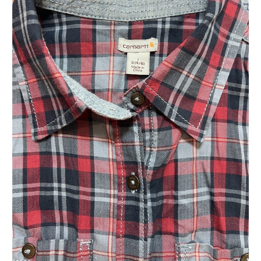 Carhartt Plaid Button Down Shirt Cotton Utility Workwear Size Small